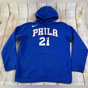Nike NBA Basketball Phila #21 Embiid Hoodie Sweatshirt Blue Size L